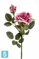 Искусственный цветок для декора роза с бутоном "Роби" 8dx47h розовый в Москве