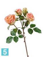 Искусственный цветок для декора Роза Флорибунда ветвь розово-персиковая TREEZ Collection в Москве
