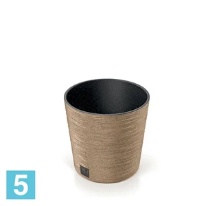 Кашпо Prosperplast FURU Round Low ECO Wood, коричневое 30-d, 29,4-h