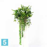 Зелень микс с Кампанул.в круглом кокосовом боксе искусственная Alseed, 15*, h-10