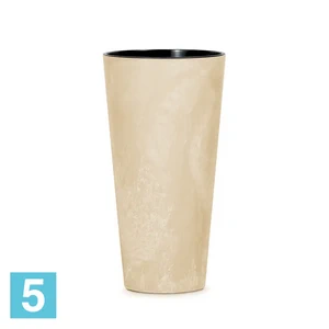 Кашпо Prosperplast TUBUS SLIM Beton Effect, кремовое 30-d, 57-h