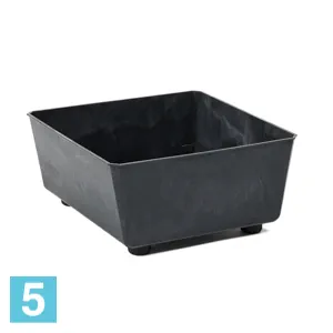 Кашпо на ножках Lamela Saga Eco Recycled, черный бетон 28,5-l, 28,5-w, 14-h