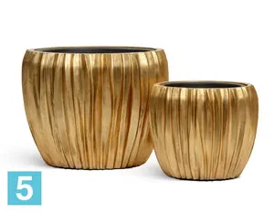 Кашпо TREEZ Effectory Metal Чаша Design Wave, сусальное золото 54-d, 42-h
