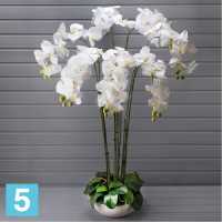 Орхидея искусственная Alseed, h-98 см., латекс, в декоративном кашпо "арт-бетон", d-28 см. в Москве
