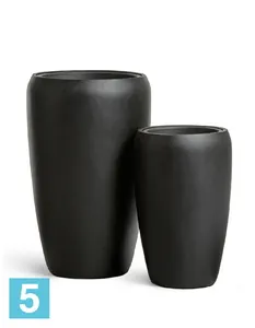 Кашпо TREEZ Effectory Black Stone Высокий округлый конус, антрацит 43-d, 68-h