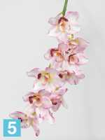 Искусственный цветок для декора Орхидея Цимбидиум искусственая JAMBO 91h бело-розовый (10 цветков) в Москве