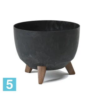 Кашпо Lamela Roma Recycled Beton, черный бетон 47-d, 26,5-h