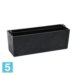 Кашпо Lamela Begonia Eco Recycled Beton, черный бетон 56-l, 19-w, 19,5-h