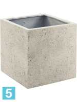 Кашпо Grigio, куб antique, белое-бетон l-30 w-30 h-30 см