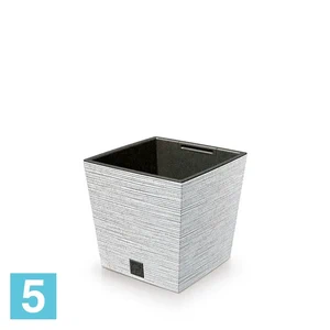 Кашпо Prosperplast FURU Square Low ECO Wood, белое 24-l, 24-w, 23,5-h