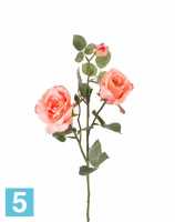Искусственный цветок для декора Роза кустовая 75h персиковый (3 ветки) в #REGION_NAME_DECLINE_PP#