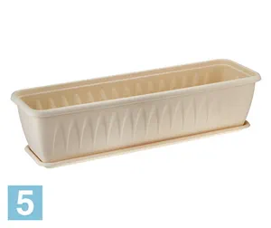 Балконный ящик IDEA АЛИЦИЯ с поддоном, белая глина 60-l, 18,5-w, 15,5-h