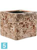 Кашпо Lava, куб relic, розовое (glazed inside) l-22 w-22 h-20 см
