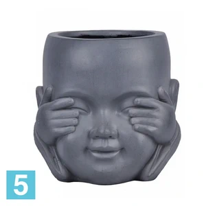 Кашпо IDEALIST Голова малыша-монаха, дымчато-серое 24,5-l, 23,5-w, 24-h