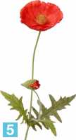 Искусственный цветок для декора Мак 62h красно-оранжевый (1 цветок + 1 бутон) в #REGION_NAME_DECLINE_PP#