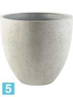 Кашпо Grigio egg pot antique, белое-бетон d-40 h-36 см