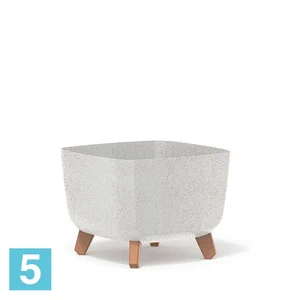 Кашпо Prosperplast GRACIA Square ECO Wood, белое 29-l, 29-w, 22-h