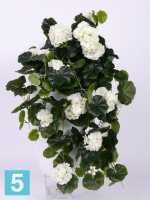 Искусственный цветок для декора Герань махровая France 70h белая (ампельный куст)
