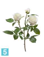 Искусственный цветок для декора Роза Флорибунда Мидл ветвь белая TREEZ Collection в Москве