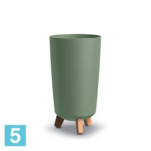 Кашпо Prosperplast GRACIA Tubus Slim, зеленое 19,5-d, 36,5-h