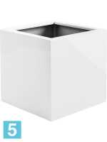 Кашпо Argento, куб, блестящий белое l-30 w-30 h-30 см