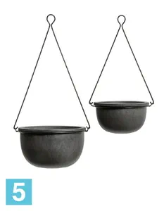 Кашпо TREEZ Effectory Beton Полусфера подвесная, тёмно-серый бетон 26-d, 15.5-h