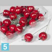 Яблоки искусственные, d-3.5, h-9 см., красные, матовые, 24 шт, на пике