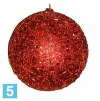 Искусственный декоративный шар Новогодний красный большой с блестками d20