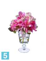 Композиция из искусственных цветов Рододендроны в стеклянной вазе с водой TREEZ Collection в #REGION_NAME_DECLINE_PP#
