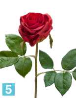 Искусственный цветок для декора Роза Флорибунда Мидл рубиново-красная д-8 см TREEZ Collection в Москве