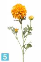 Искусственный цветок для декора Георгин помпонный 10dx68h желто-оранжевый