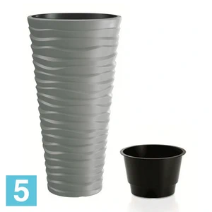 Высокое кашпо Prosperplast SAND SLIM, серое 39-d, 75-h