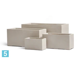 Кашпо TREEZ Effectory Beton Низкий прямоугольник, белый песок 100-l, 44-w, 45-h