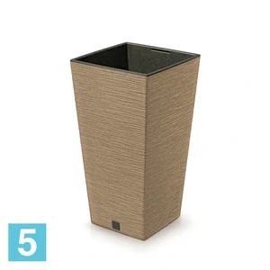 Кашпо Prosperplast FURU Square ECO Wood, коричневое 34,5-l, 34,5-w, 66-h