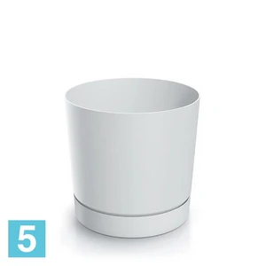 Кашпо Prosperplast TUBO P с поддоном, белое 29-d, 28,3-h