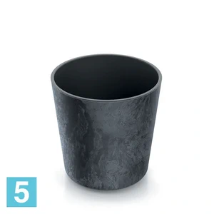 Кашпо Prosperplast URBI Round Beton Effect, антрацит 30-d, 29,5-h