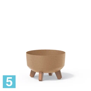 Кашпо Prosperplast GRACIA Low ECO Wood, коричневое 23,5-d, 15,5-h