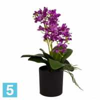 Орхидея искусственная Alseed, фиолетовая, h-26 см. в интерьерном кашпо, d-15 см. в #REGION_NAME_DECLINE_PP#