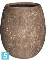 Кашпо Polystone coated plain, шар, каменное, со вставкой d-48 h-55 см