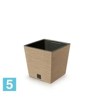 Кашпо Prosperplast FURU Square Low ECO Wood, коричневое 29,5-l, 29,5-w, 29-h