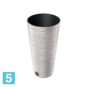 Кашпо Prosperplast FURU Slim ECO Wood, белое 25-d, 48-h