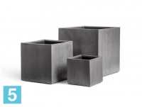 Кашпо TREEZ Effectory Beton Куб, тёмно-серый бетон 30-l, 30-w, 30-h (без вставки)