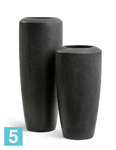 Кашпо TREEZ Effectory Quartz Высокий конус, чёрный кварц 46-d, 90-h
