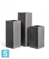 Кашпо TREEZ Effectory Beton Высокий куб, тёмно-серый бетон 31-l, 31-w, 75-h