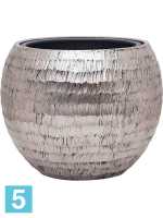 Кашпо Opus hammered, шар, серебряное, со вставкой d-40 h-32 см