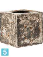 Кашпо Lava, куб relic rust, металлическое (glazed inside) l-16 w-16 h-16 см