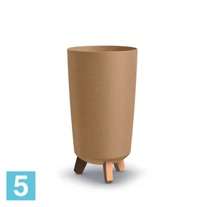 Кашпо Prosperplast GRACIA Tubus Slim ECO Wood, коричневое 19,5-d, 36,5-h