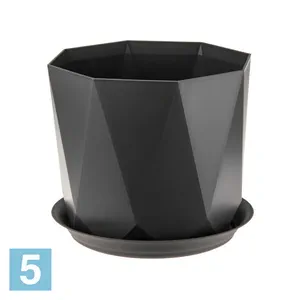 Кашпо IDEA ПРИЗМА с поддоном, графитовое 22-d, 18,5-h