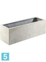 Кашпо Grigio small, ящик antique, белое-бетон l-60 w-15 h-15 см