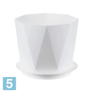 Кашпо IDEA ПРИЗМА с поддоном, белое 22-d, 18,5-h